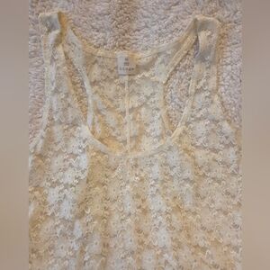 Hinge Lace Cream Racer Back Tank Top - Size Medium